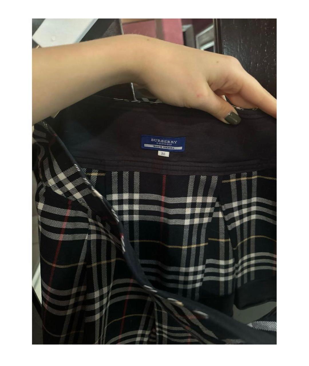 BURBERRY Темно-синяя хлопковая юбка мини, фото 3