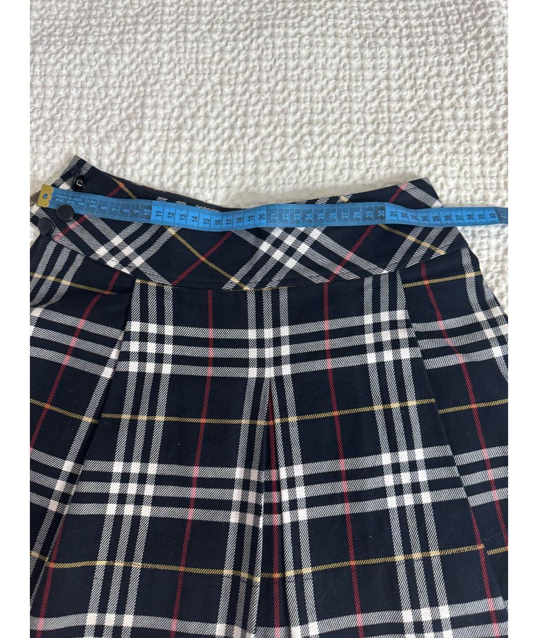 BURBERRY Темно-синяя хлопковая юбка мини, фото 8