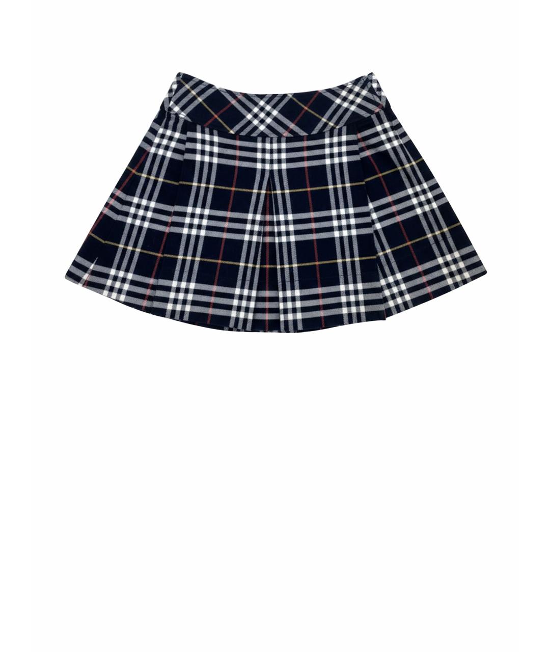 BURBERRY Темно-синяя хлопковая юбка мини, фото 1