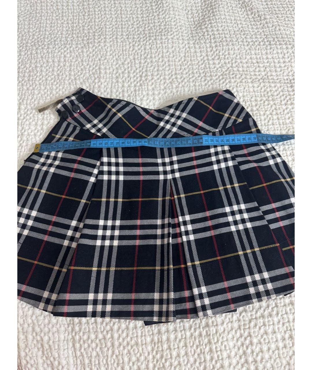 BURBERRY Темно-синяя хлопковая юбка мини, фото 7