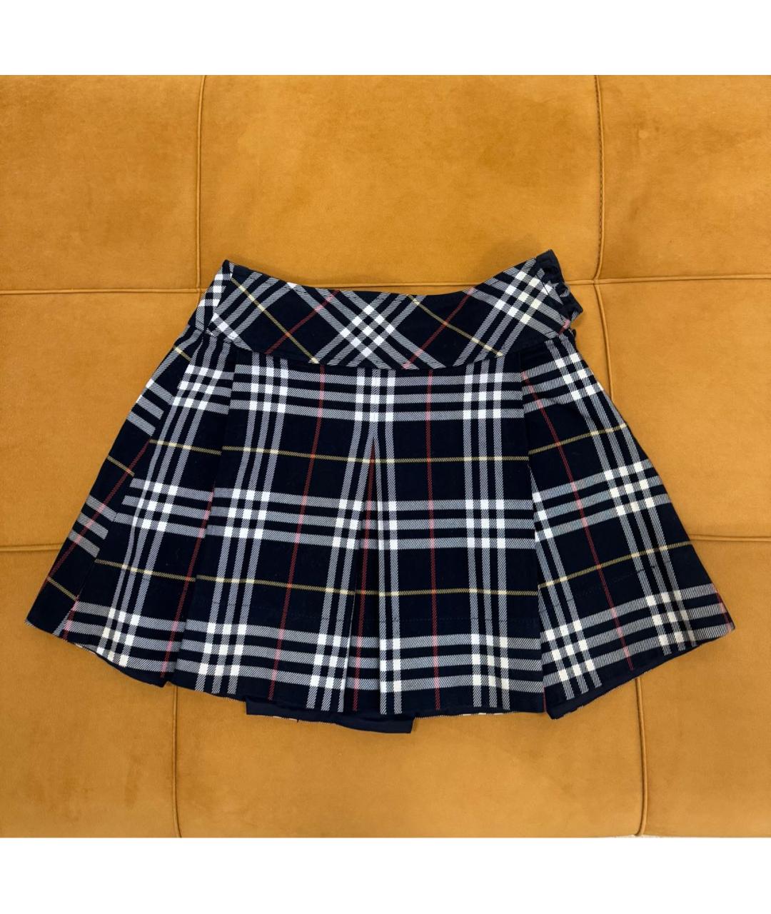 BURBERRY Темно-синяя хлопковая юбка мини, фото 9