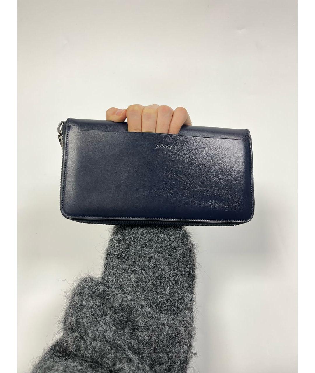BRIONI Темно-синий кожаный кошелек, фото 4