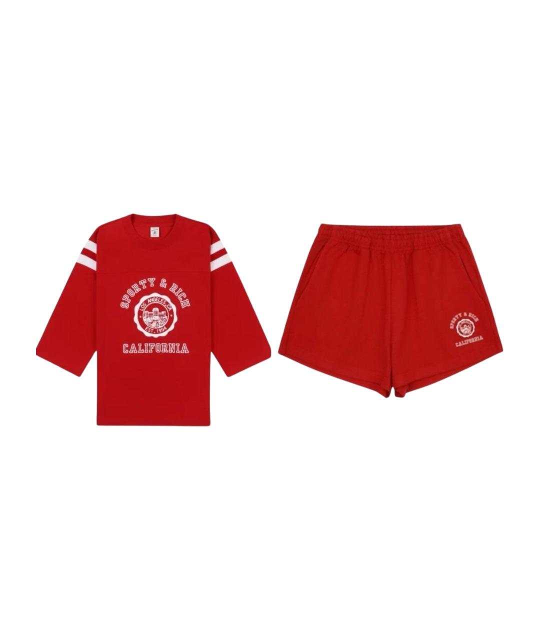 SPORTY AND RICH Красный хлопковый костюм с брюками, фото 1