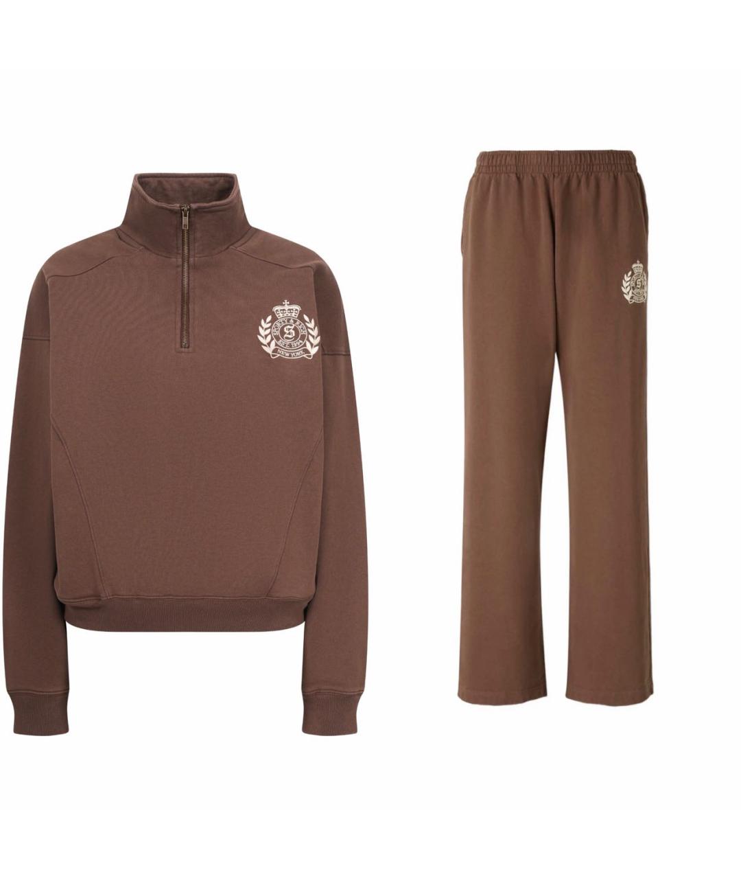 SPORTY AND RICH Коричневый хлопковый костюм с брюками, фото 9