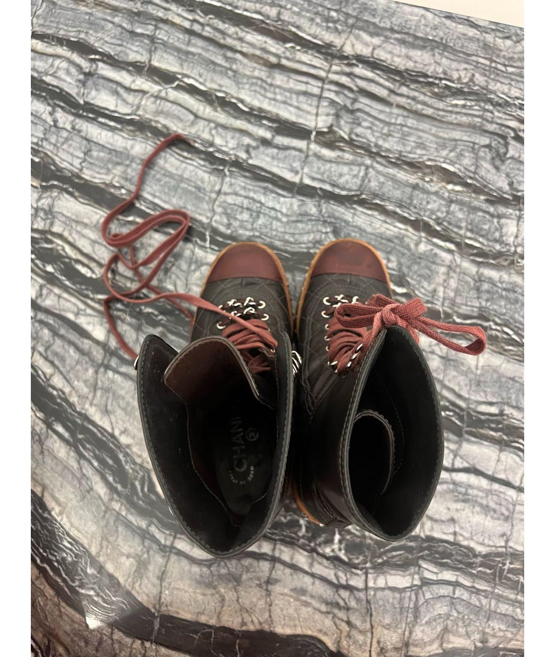 CHANEL Коричневые кожаные ботинки, фото 3