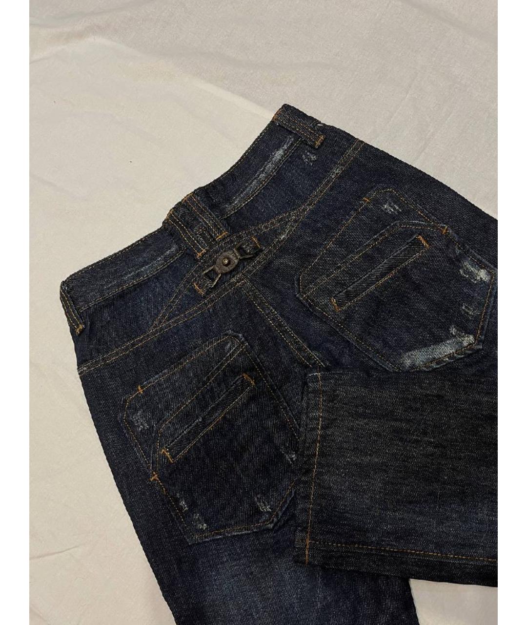 JUST CAVALLI Темно-синие хлопковые прямые джинсы, фото 2