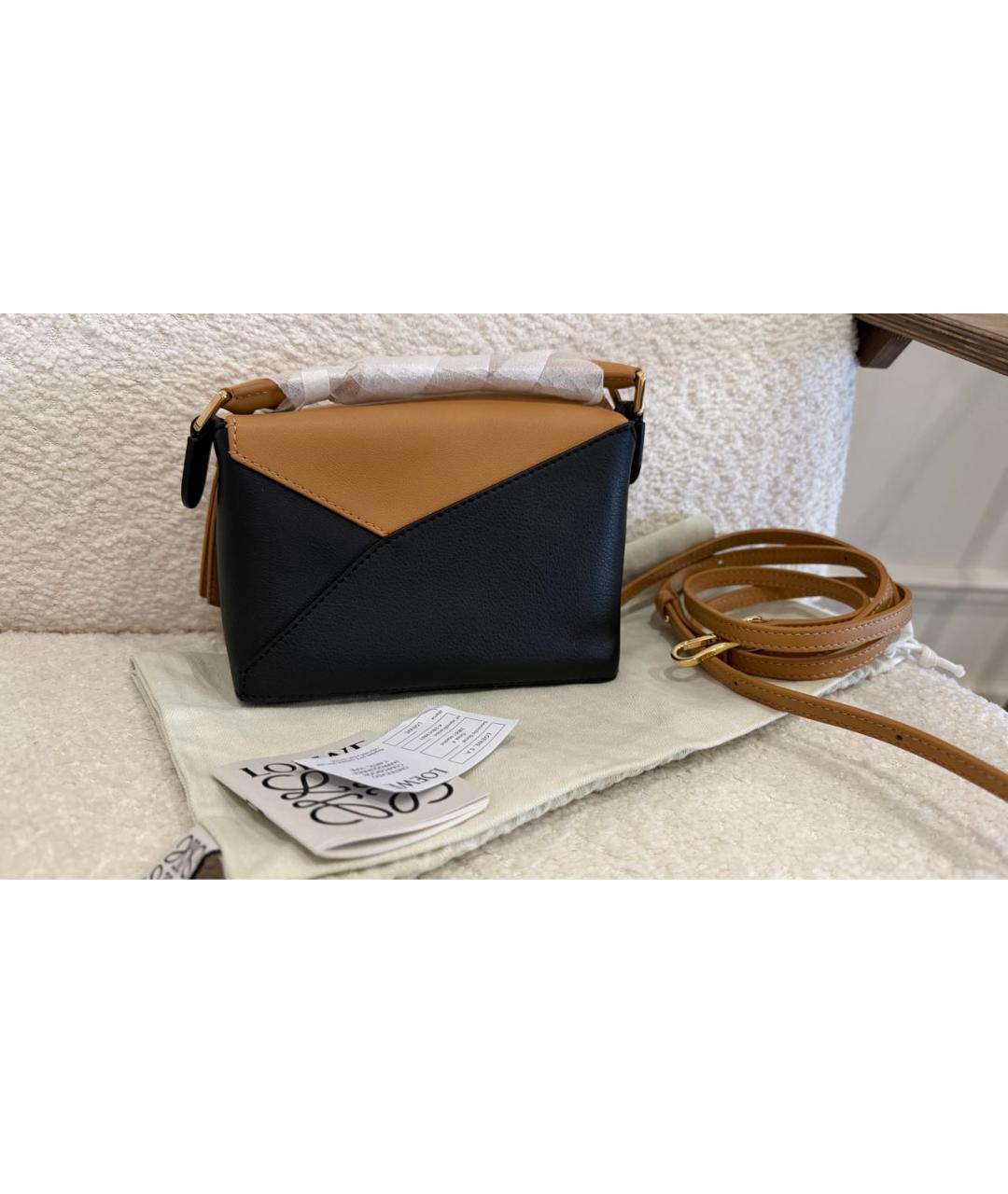 LOEWE Черная кожаная сумка с короткими ручками, фото 5