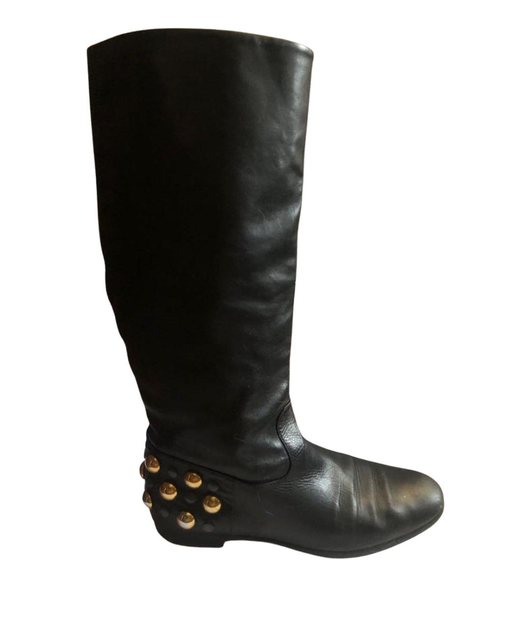 GUCCI Черные кожаные сапоги, фото 1