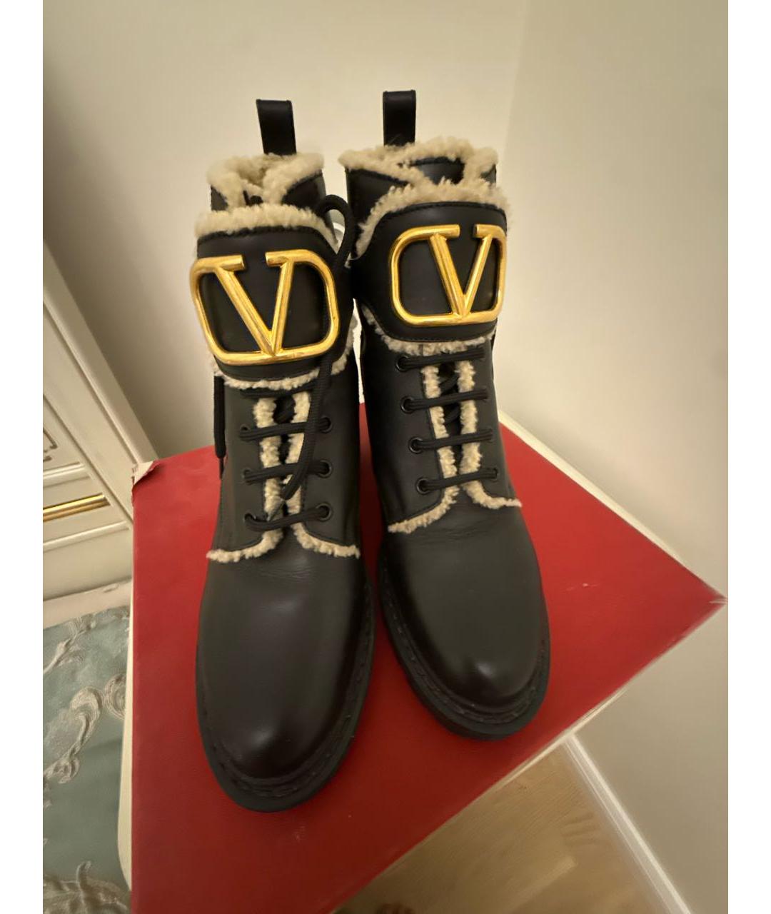 VALENTINO Черные кожаные ботинки, фото 2