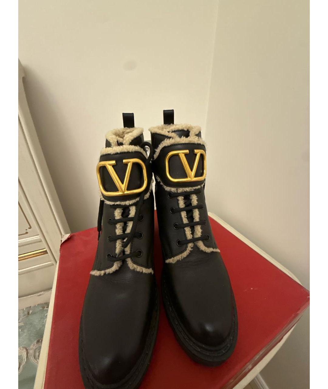 VALENTINO Черные кожаные ботинки, фото 3