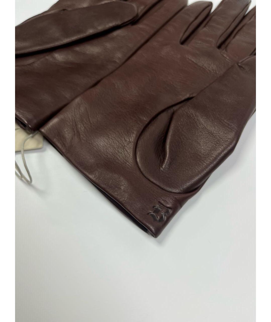 BRIONI Коричневые кожаные перчатки, фото 3
