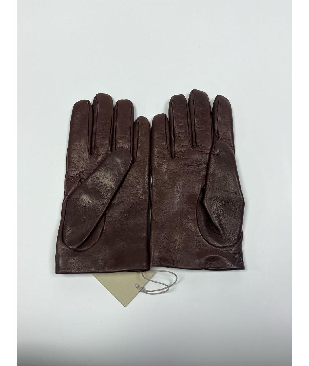 BRIONI Коричневые кожаные перчатки, фото 2