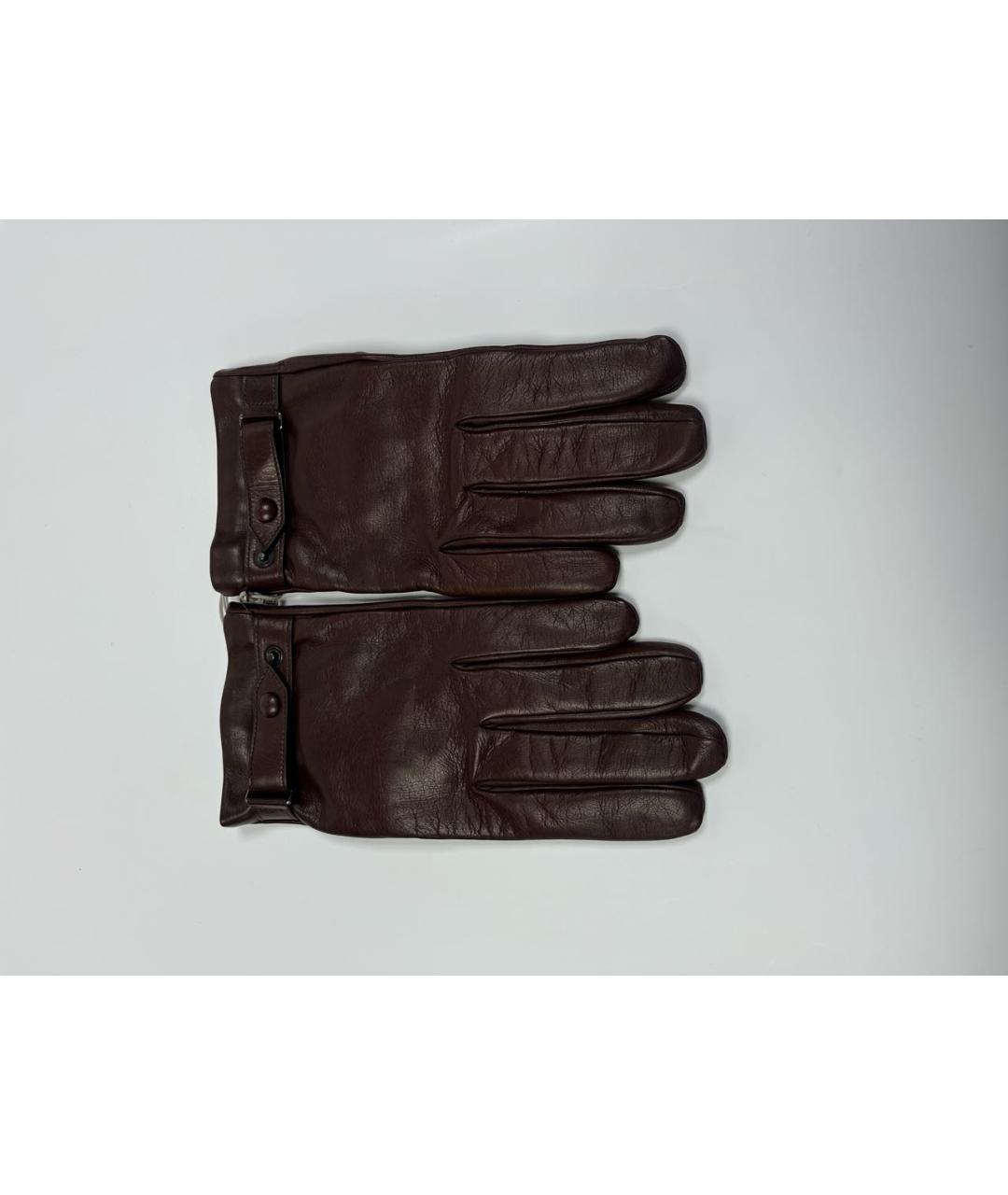 BRIONI Коричневые кожаные перчатки, фото 4