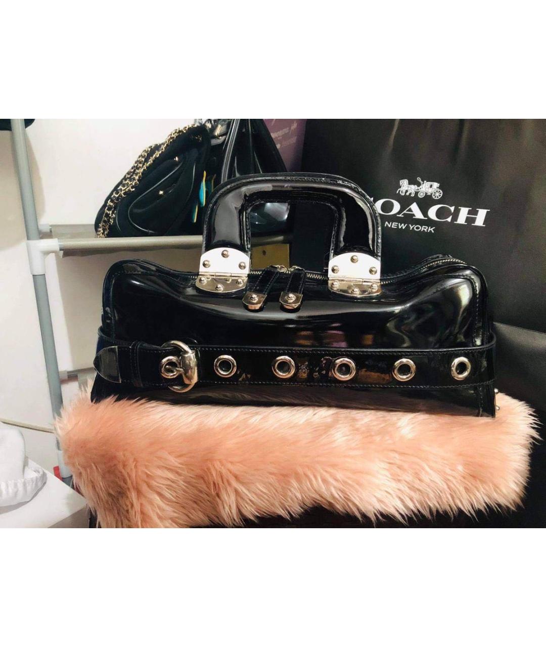 GUCCI Черная сумка с короткими ручками из лакированной кожи, фото 6