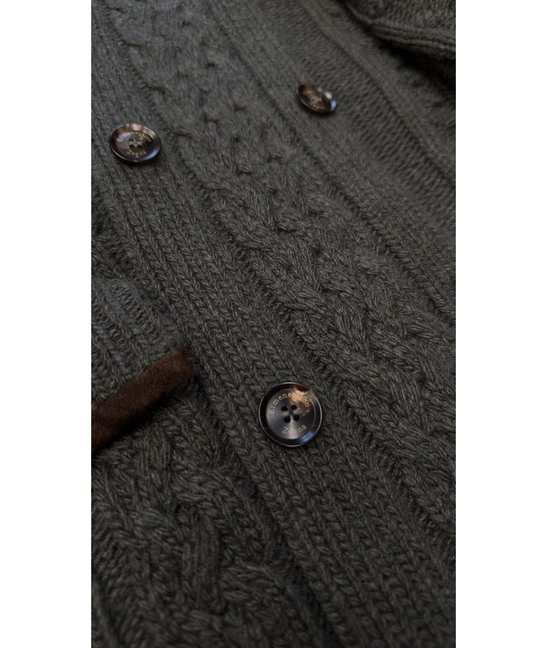 ERMENEGILDO ZEGNA XXX Хаки кашемировый кардиган, фото 3