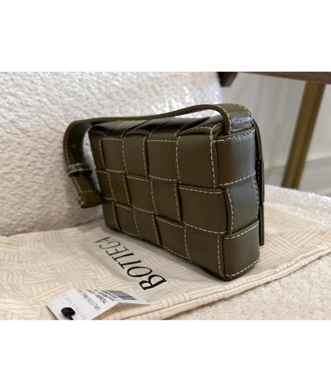 BOTTEGA VENETA Хаки кожаная сумка через плечо, фото 7