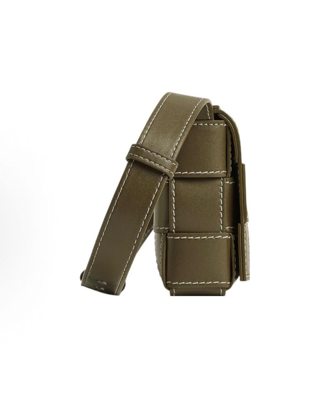 BOTTEGA VENETA Хаки кожаная сумка через плечо, фото 3