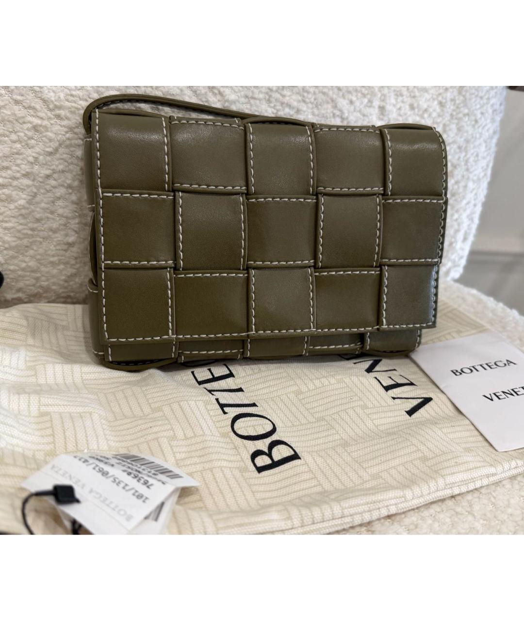 BOTTEGA VENETA Хаки кожаная сумка через плечо, фото 4