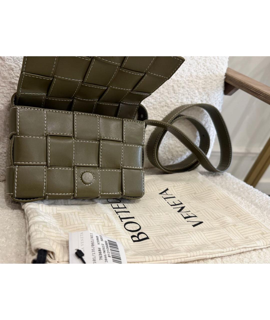 BOTTEGA VENETA Хаки кожаная сумка через плечо, фото 5