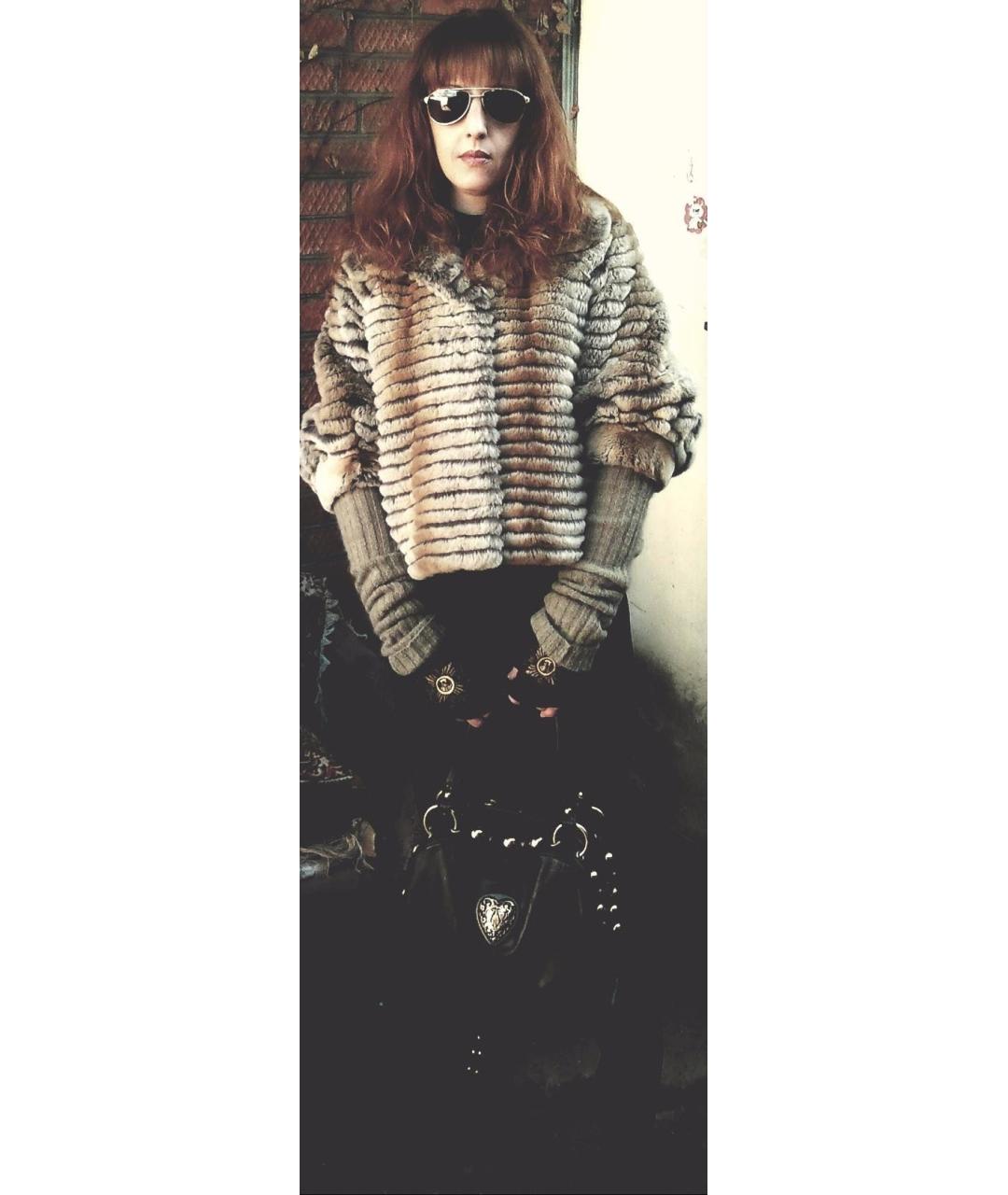 ROBERTO CAVALLI Бежевая меховая шуба, фото 5