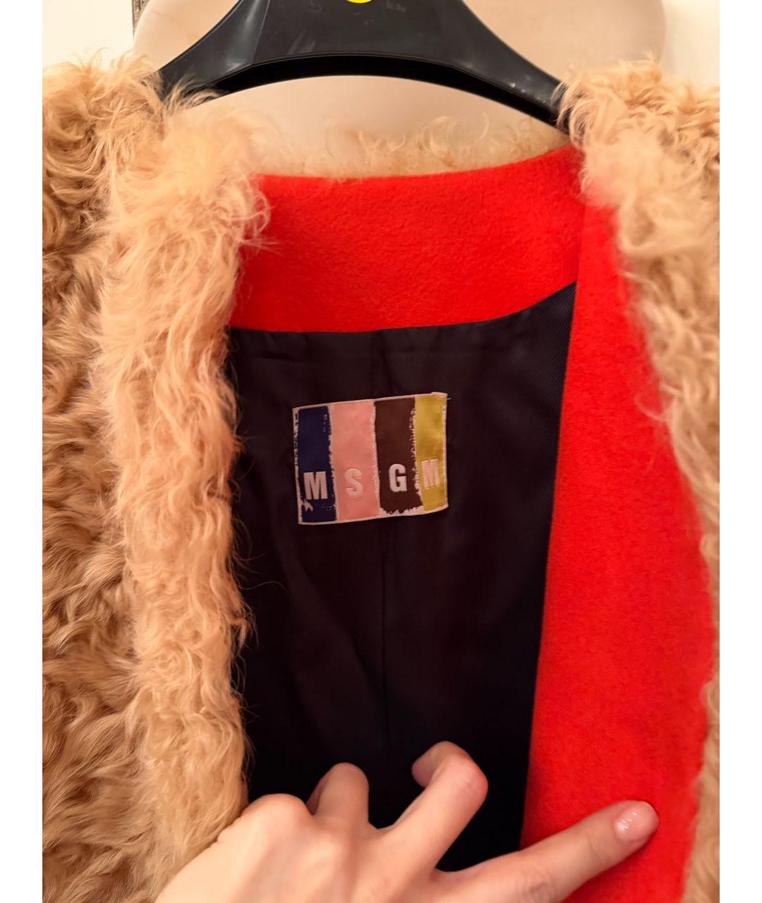 MSGM Оранжевое шерстяное пальто, фото 3
