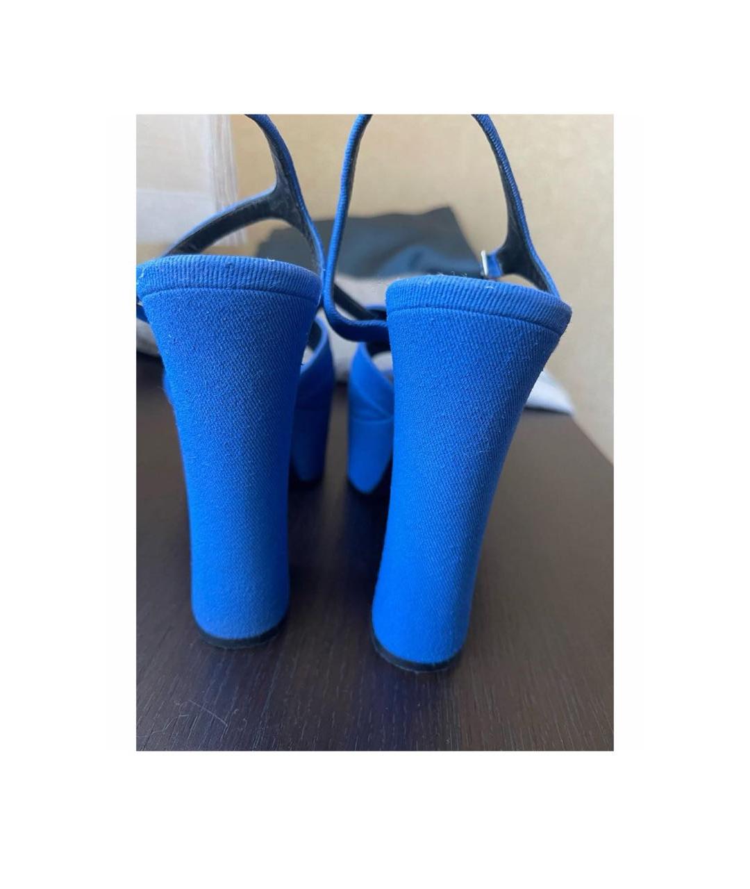 SAINT LAURENT Голубые текстильные босоножки, фото 4