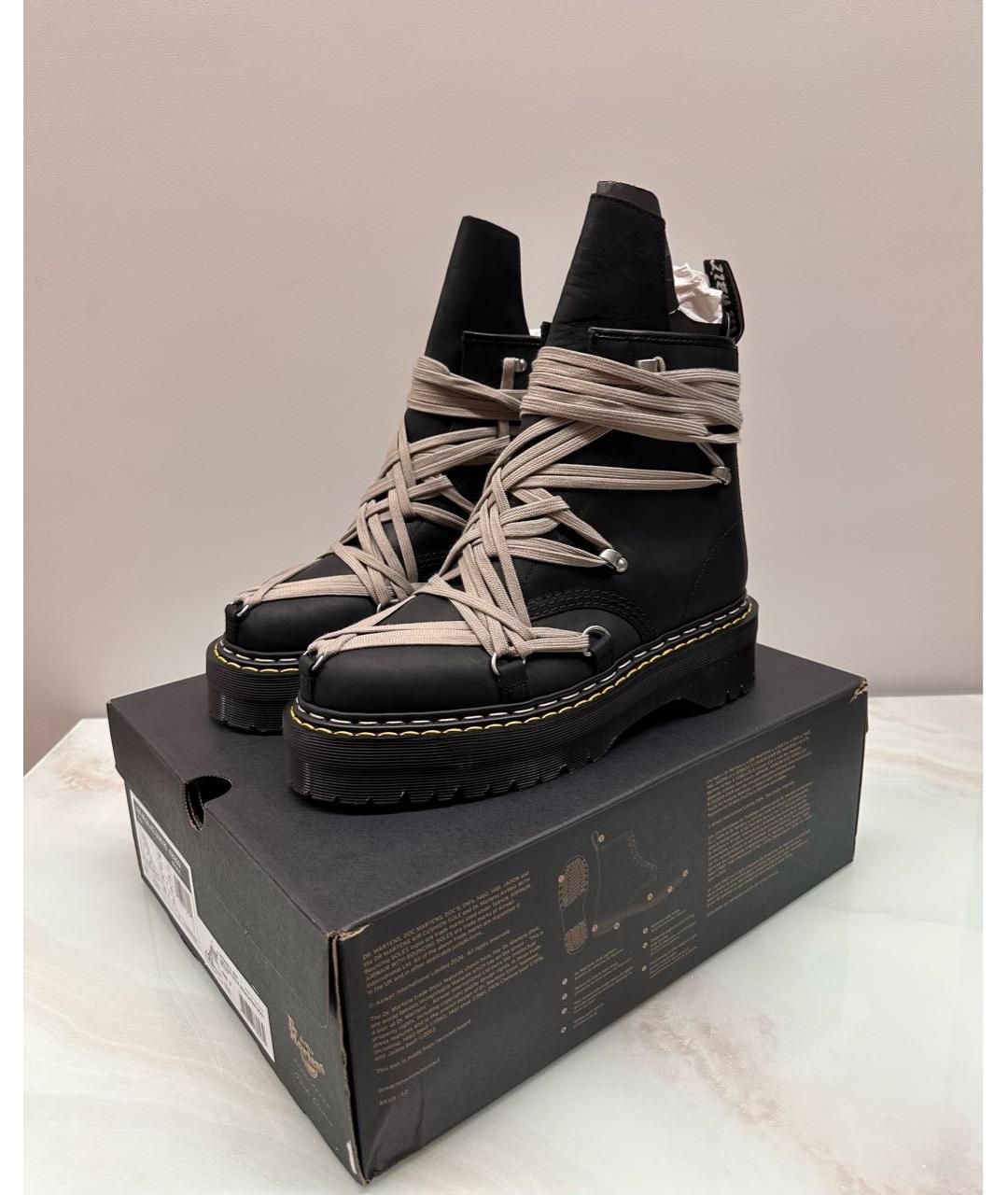 RICK OWENS Черные кожаные высокие ботинки, фото 2