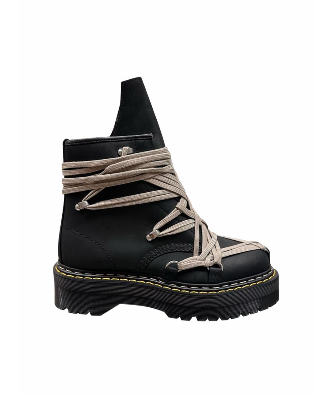 RICK OWENS Черные кожаные высокие ботинки, фото 1