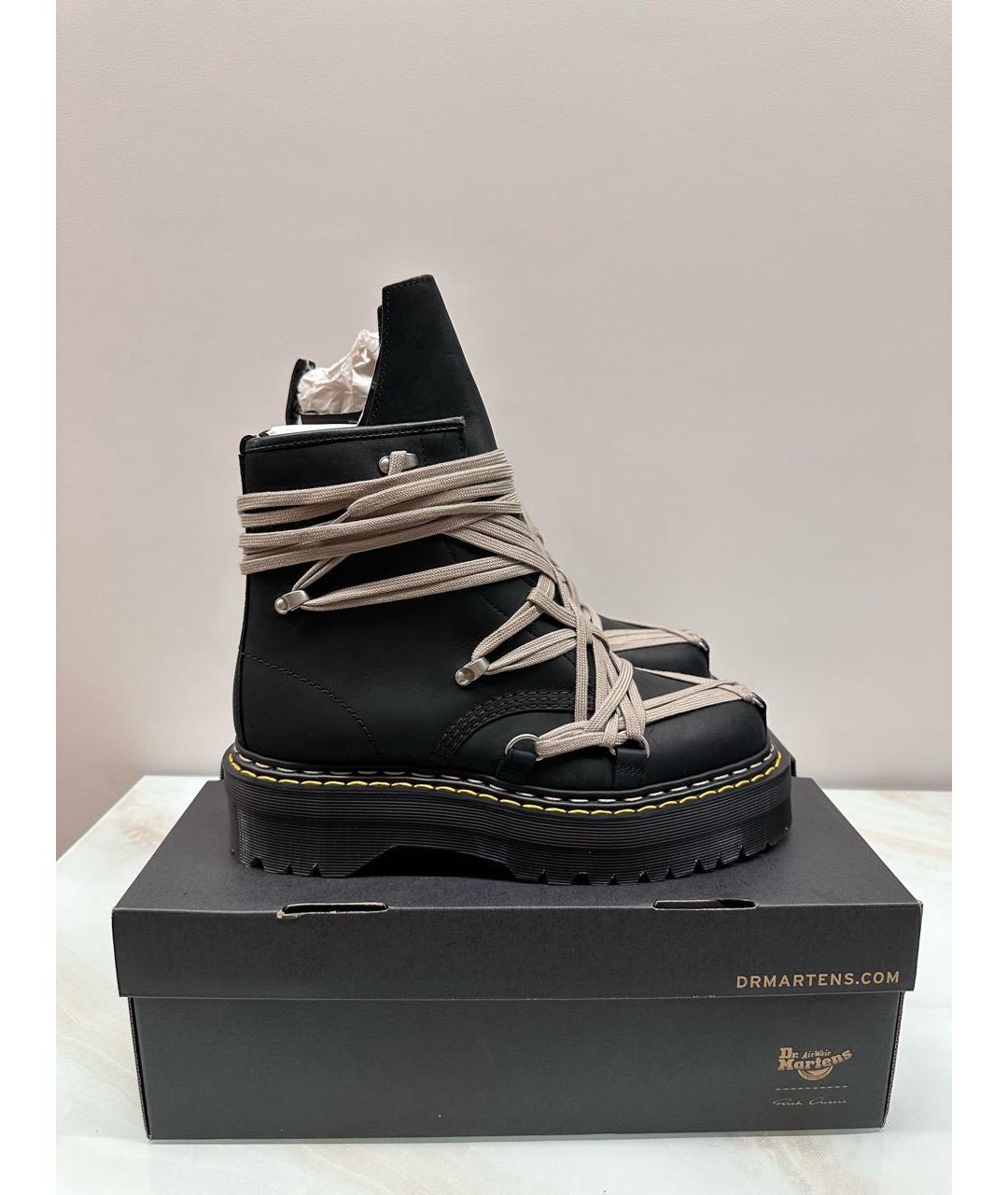 RICK OWENS Черные кожаные высокие ботинки, фото 5