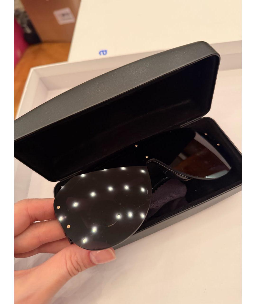 VERSACE Черные пластиковые солнцезащитные очки, фото 8