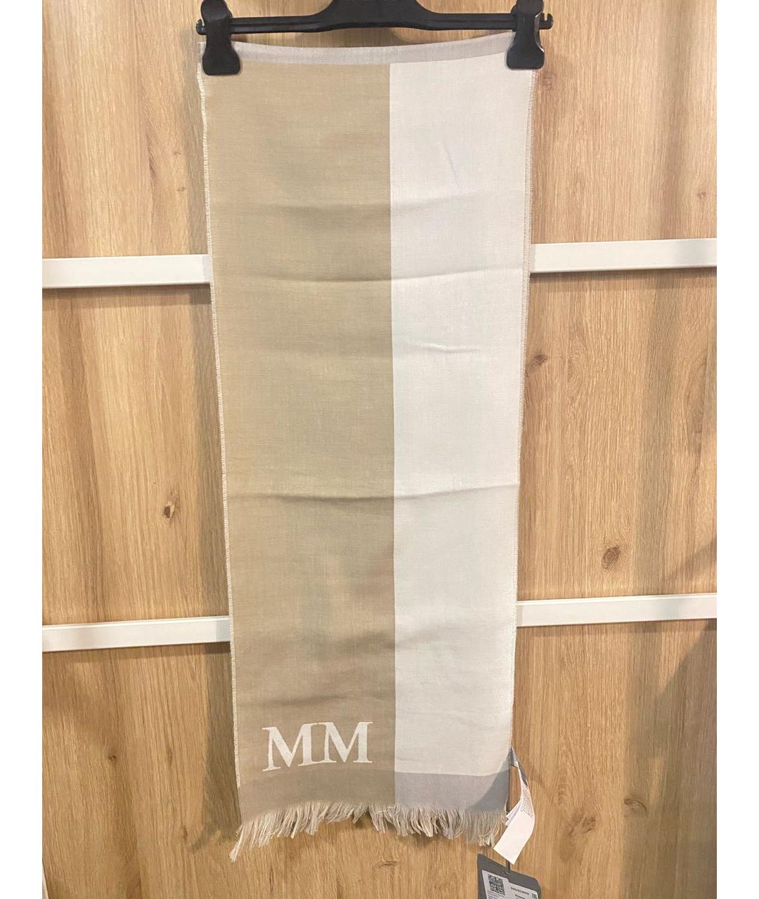MAX MARA Бежевый хлопковый шарф, фото 2