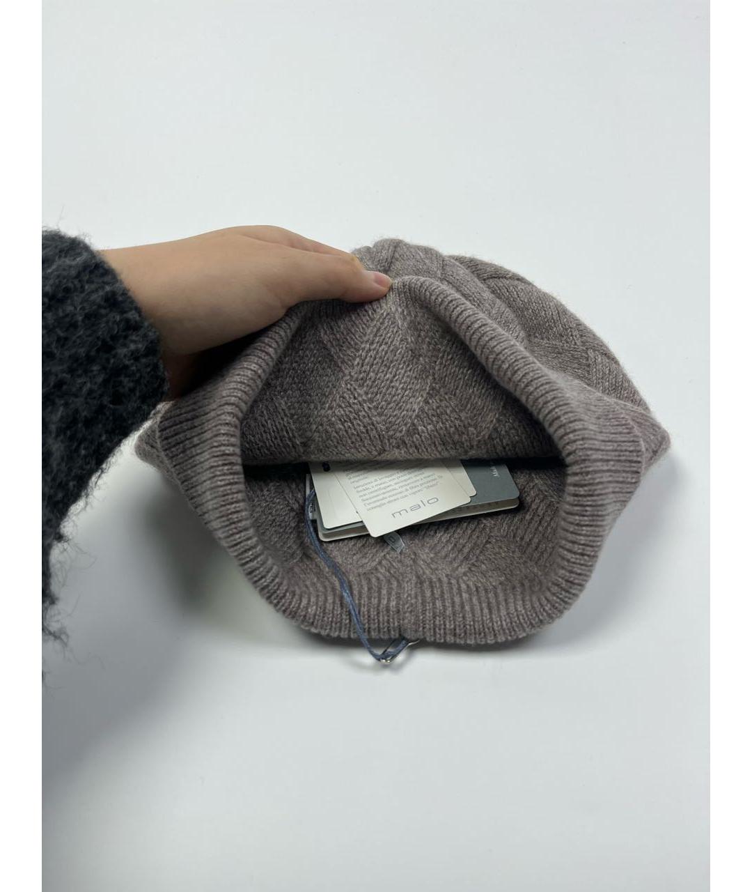 MALO Бежевая кашемировая шапка, фото 2