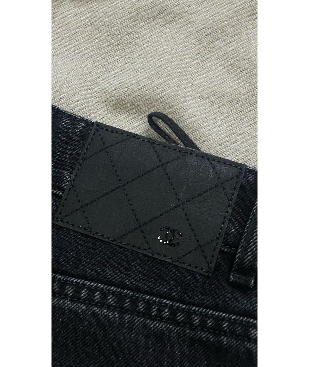 CHANEL Черные хлопковые прямые джинсы, фото 4