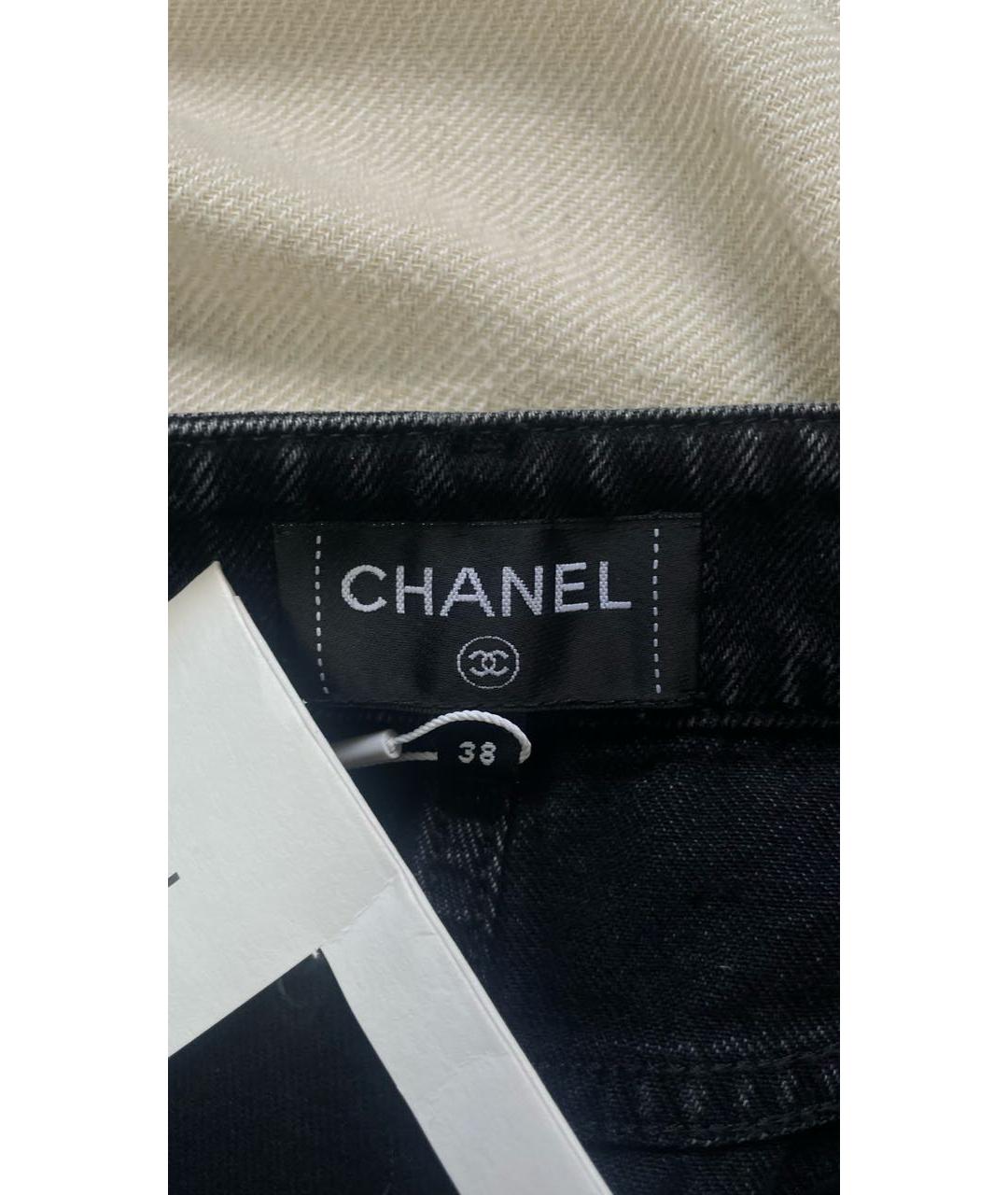 CHANEL Черные хлопковые прямые джинсы, фото 3