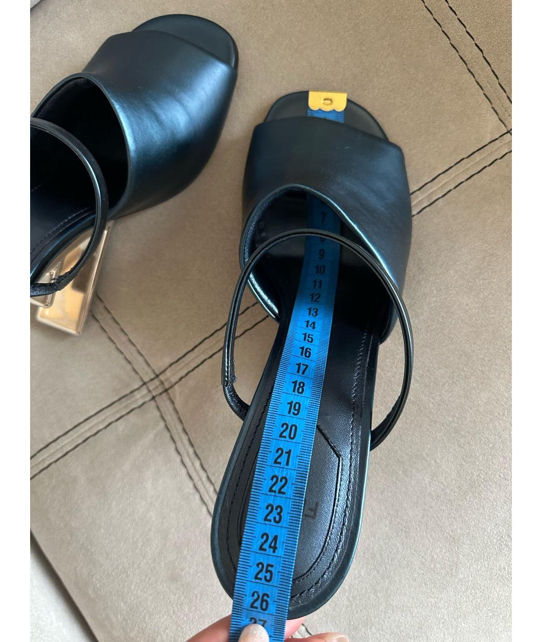 FENDI Темно-синие кожаные босоножки, фото 6