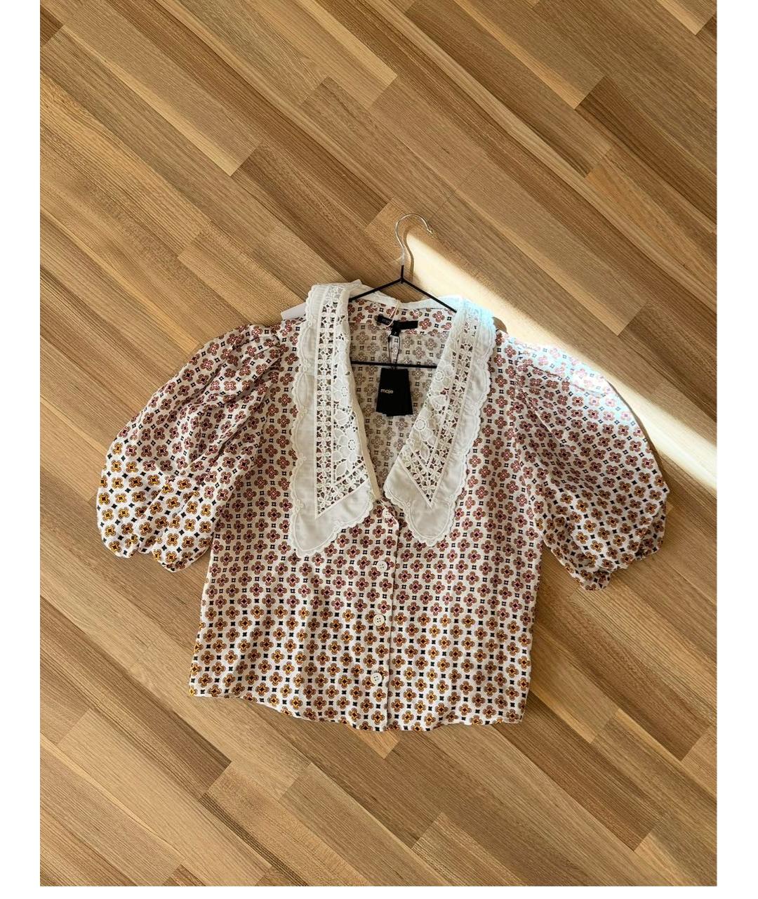 MAJE Бежевая хлопковая блузы, фото 3