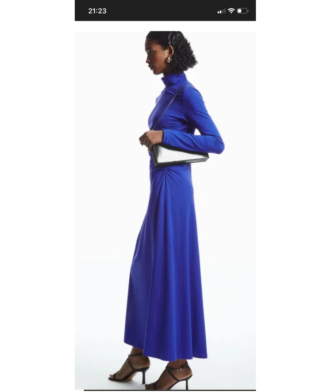 COS Синее хлопковое коктейльное платье, фото 8