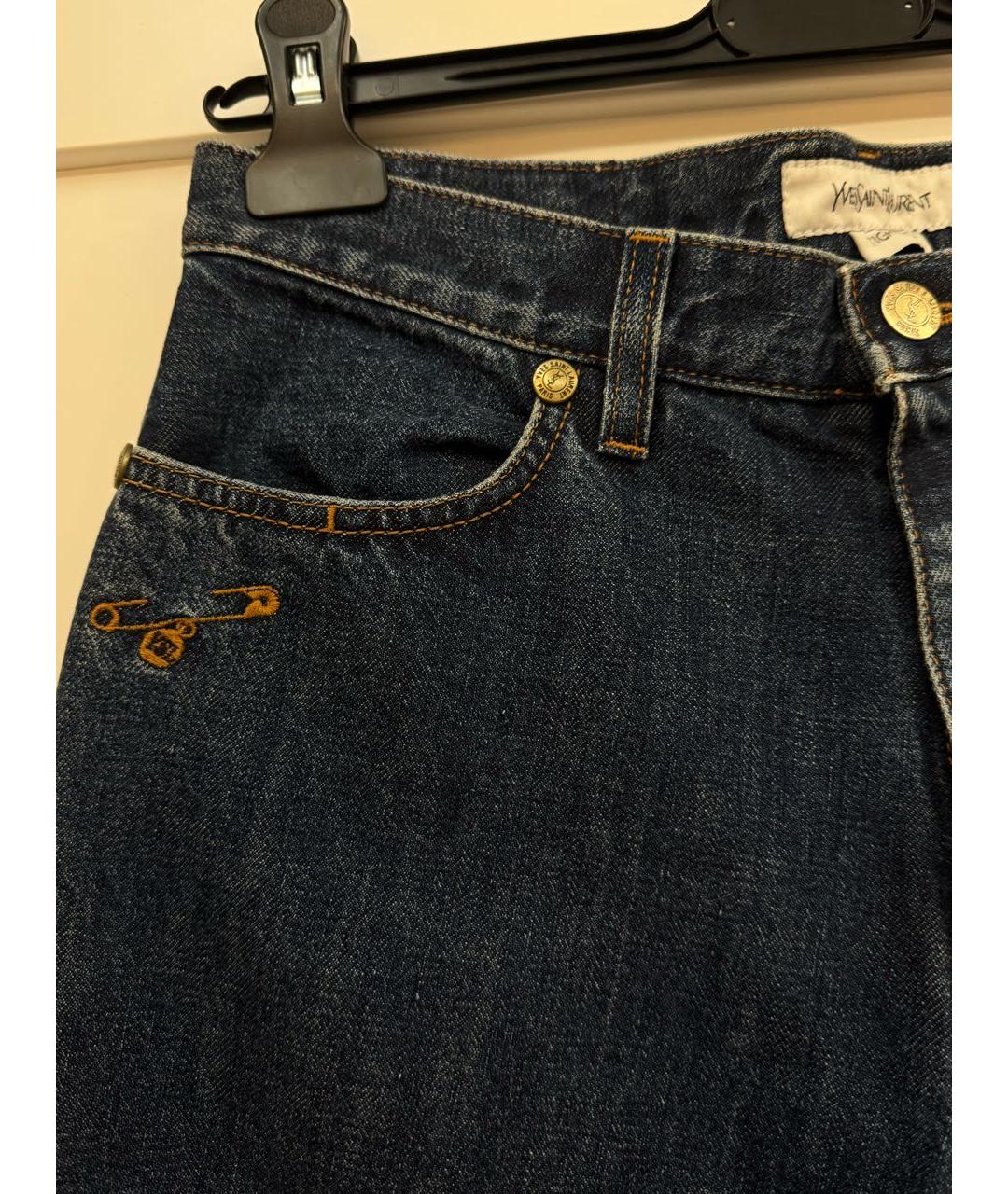 SAINT LAURENT Синие хлопковые джинсы скинни, фото 3