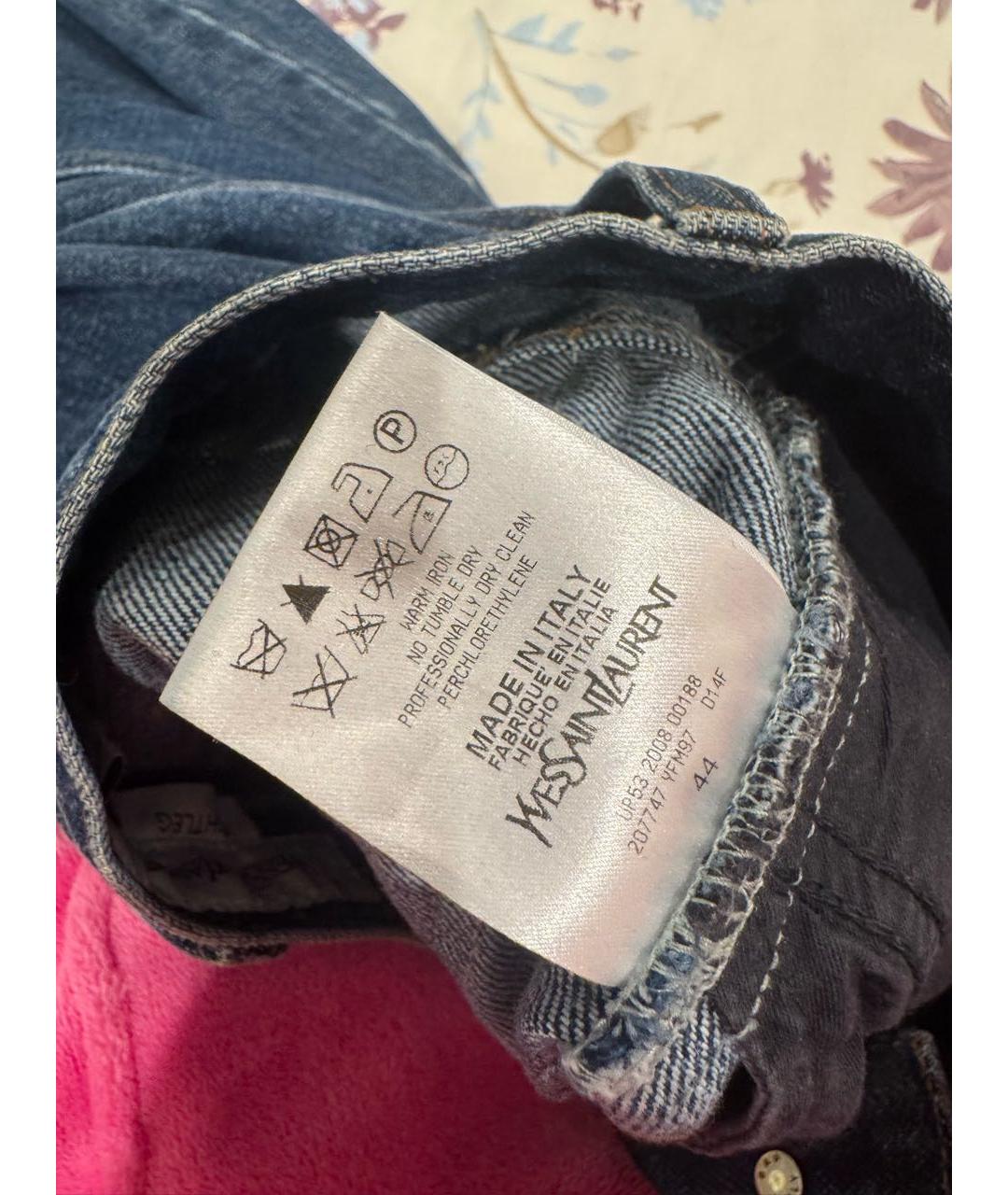 SAINT LAURENT Синие хлопковые джинсы скинни, фото 6