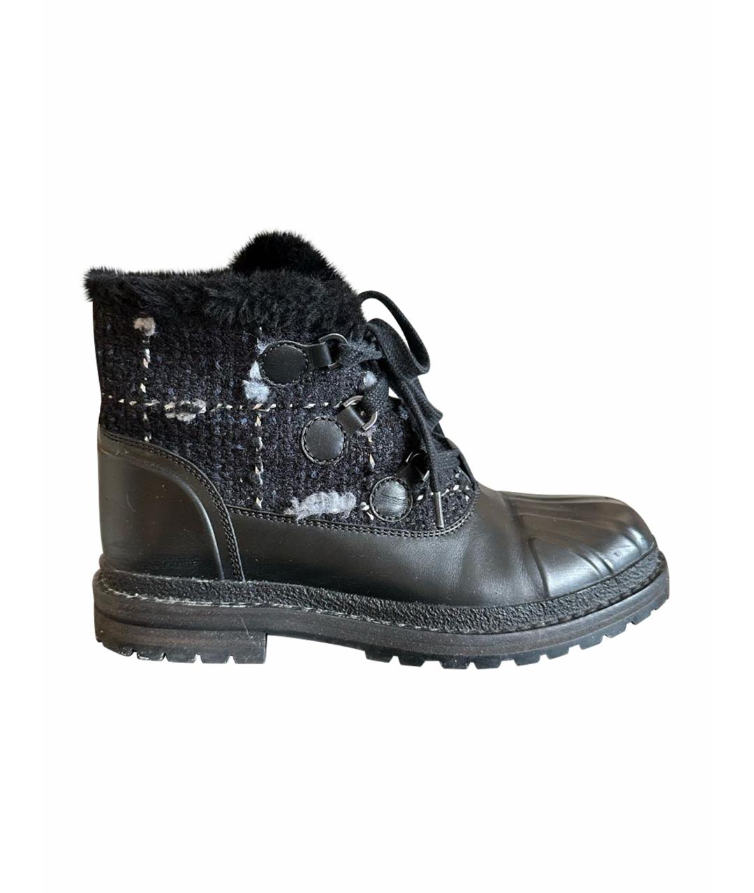 CHANEL Черные кожаные ботинки, фото 1