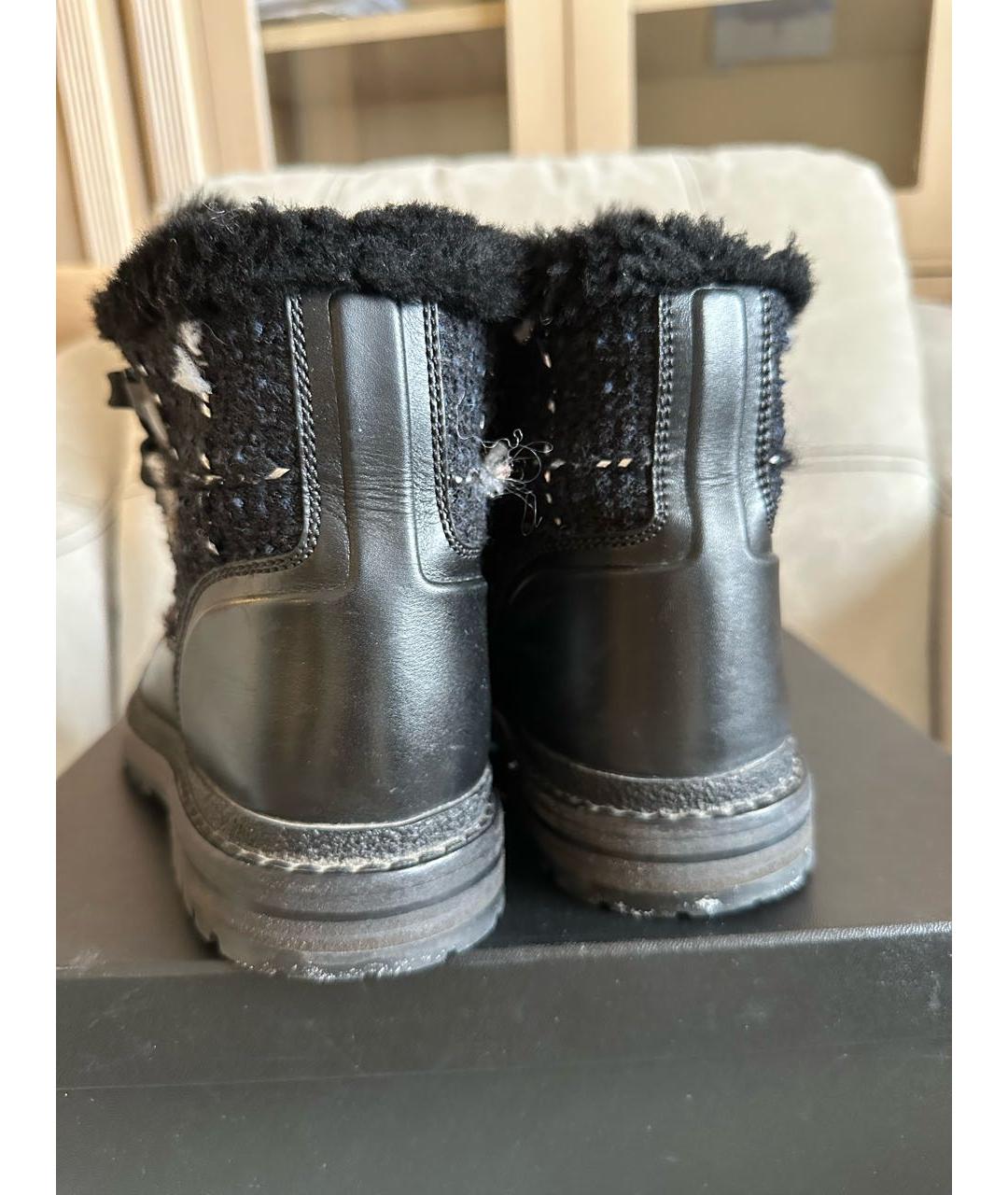 CHANEL Черные кожаные ботинки, фото 5