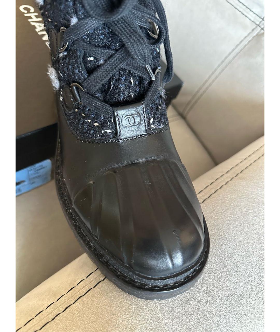 CHANEL Черные кожаные ботинки, фото 3