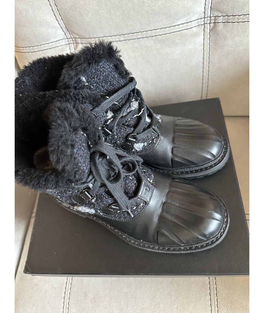 CHANEL Черные кожаные ботинки, фото 4