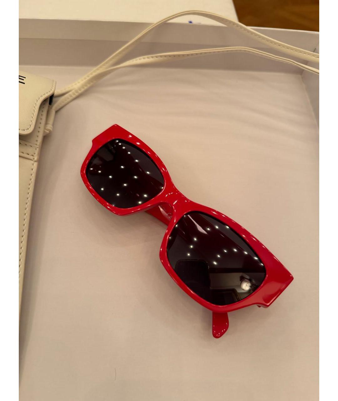 CELINE Красные пластиковые солнцезащитные очки, фото 8