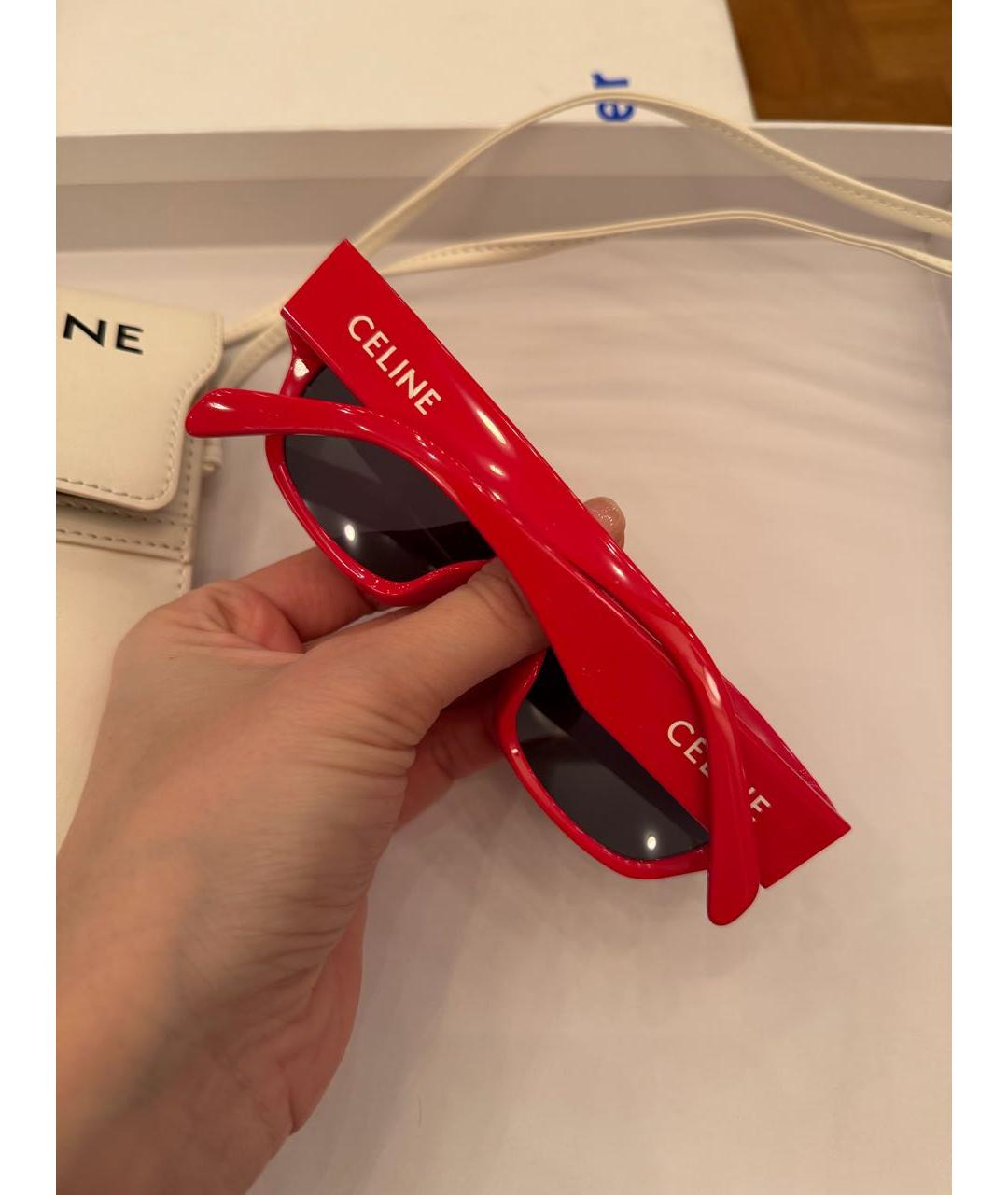CELINE Красные пластиковые солнцезащитные очки, фото 5