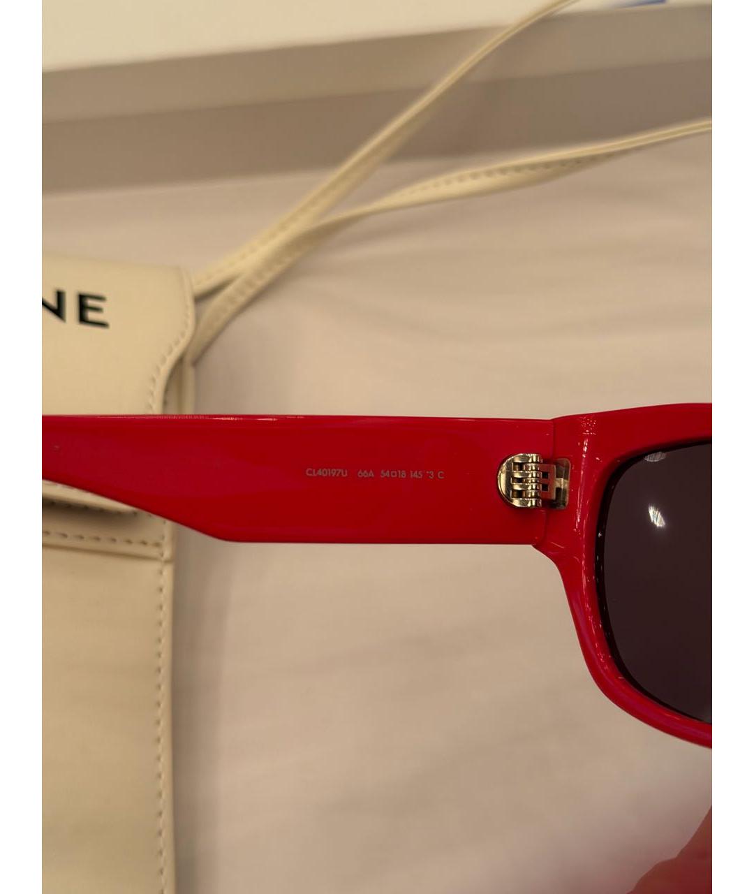 CELINE Красные пластиковые солнцезащитные очки, фото 3