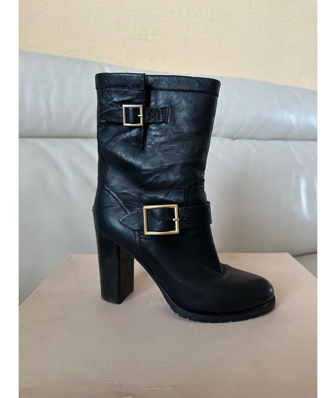 JIMMY CHOO Черные кожаные полусапоги, фото 9