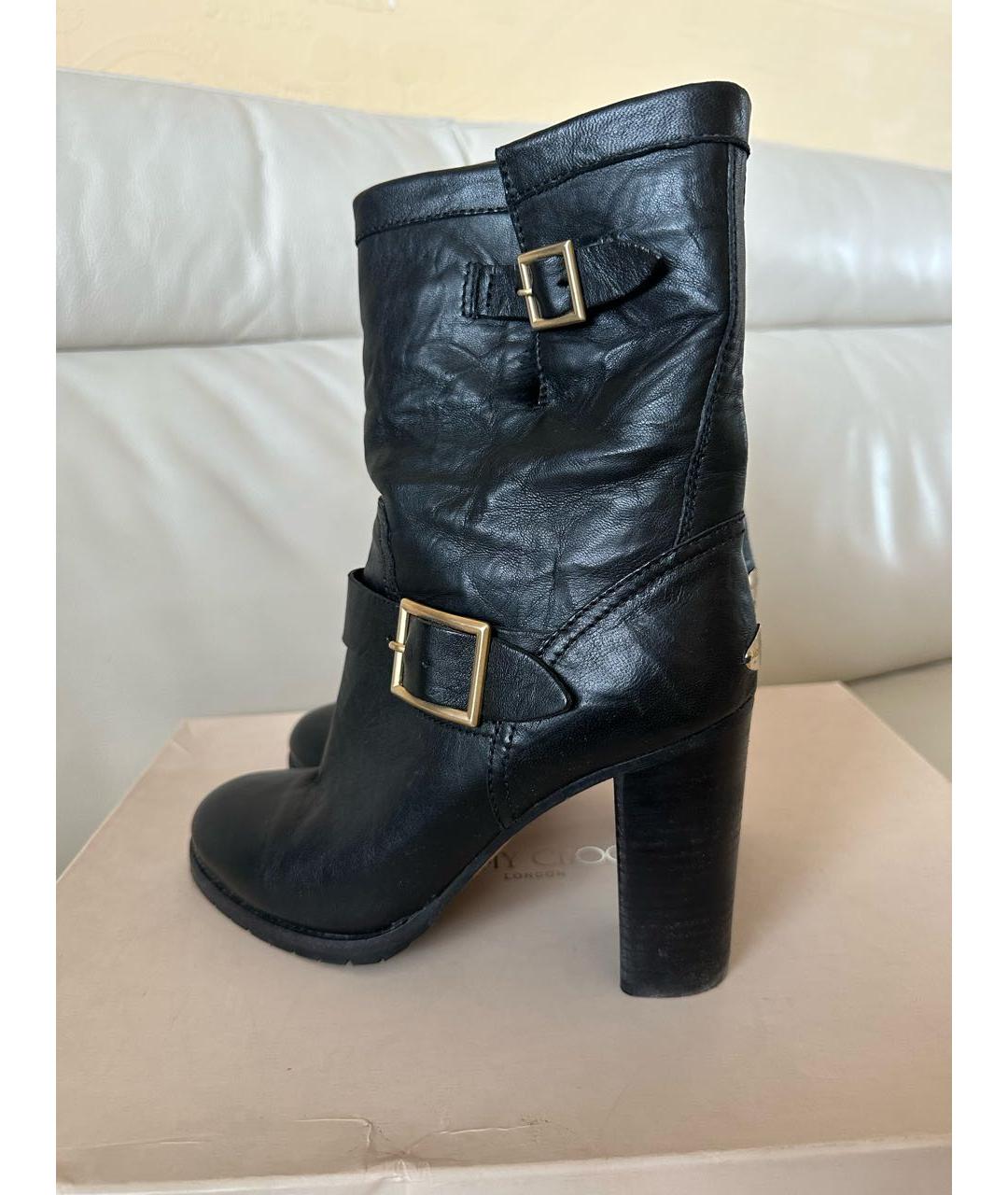 JIMMY CHOO Черные кожаные полусапоги, фото 5