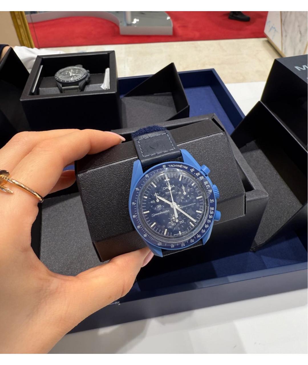 Swatch Темно-синие керамические часы, фото 2