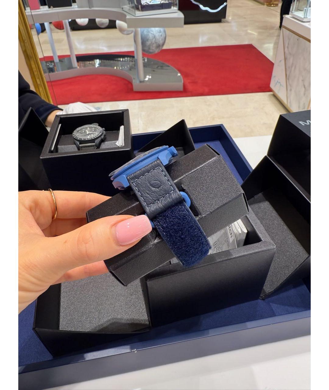 Swatch Темно-синие керамические часы, фото 3